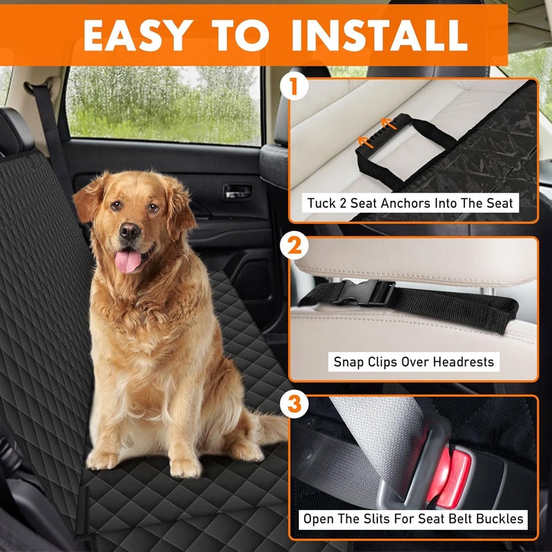 NECKORY Backseat Cover for Dogs, Waterproof and Non-Slip Pet Bench Seat Covers, Car Seat Protector for Back Seat, Universal Size Rear Car Seat Cover Fits Cars, Trucks and SUVs, L-Black - Image 3